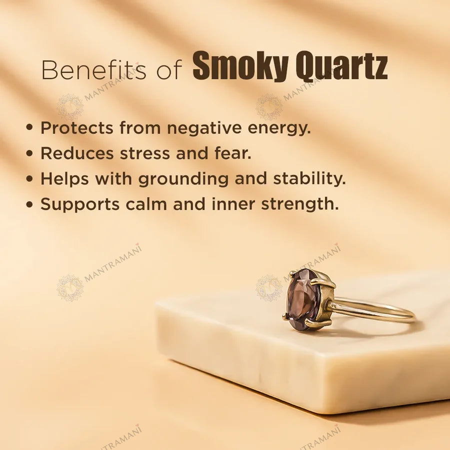 MantraMani Smoke Quartz Ring - Abhimantrit & Certified
