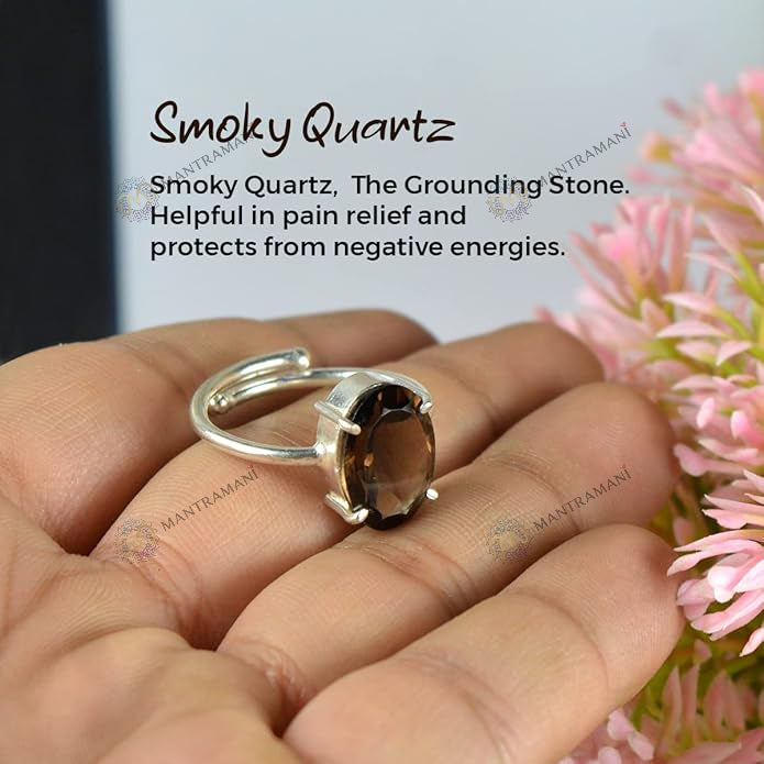 MantraMani Smoke Quartz Ring - Abhimantrit & Certified