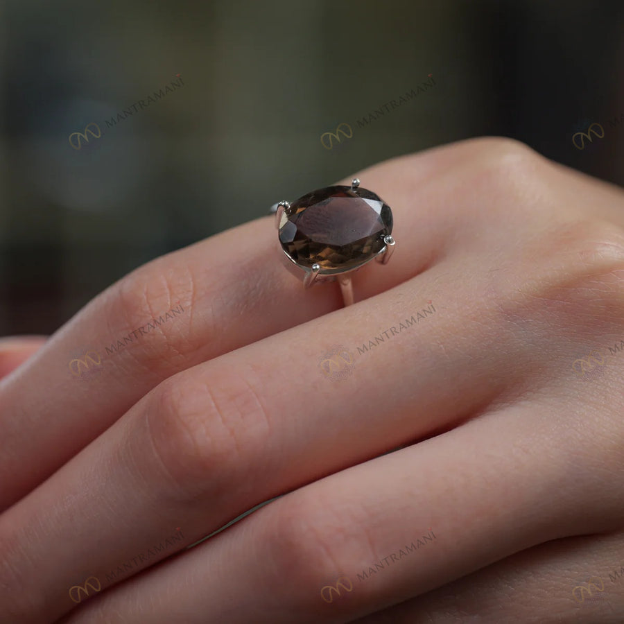 MantraMani Smoke Quartz Ring - Abhimantrit & Certified