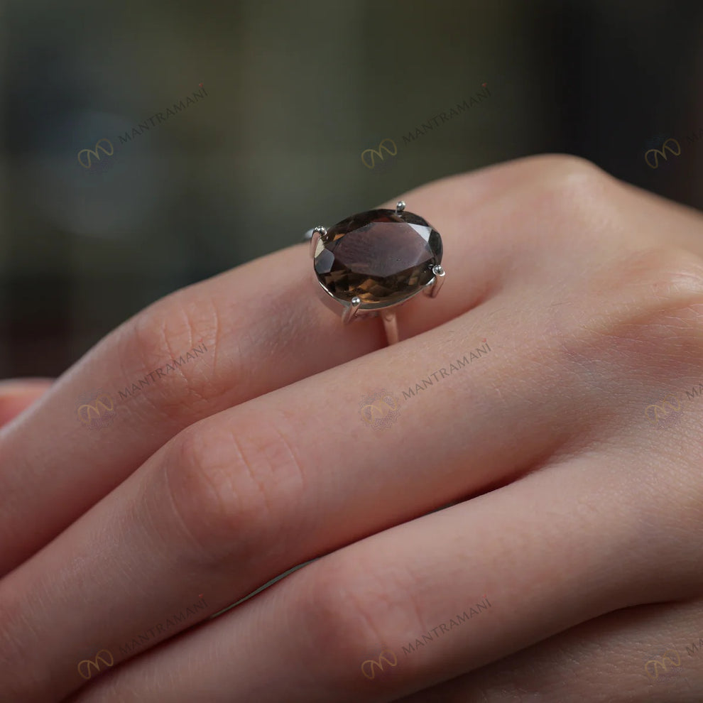 MantraMani Smoke Quartz Ring - Abhimantrit & Certified