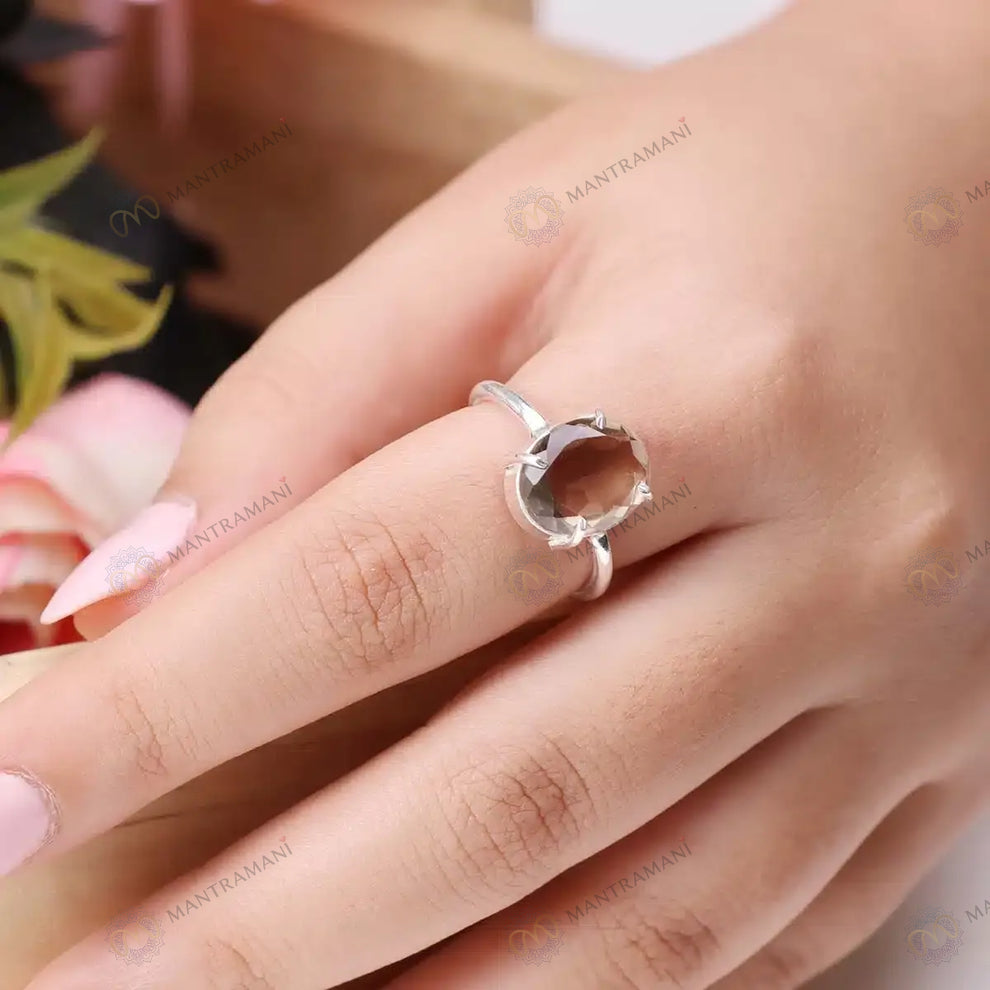 MantraMani Smoke Quartz Ring - Abhimantrit & Certified