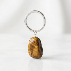MantraMani Tiger Eye Keychain for Courage & Willpower & Protection Shield - Energized Vedic Gemstone Jewelry - MantraMani