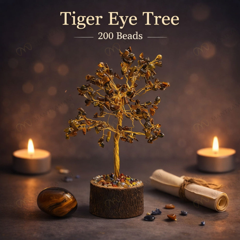 MantraMani Tiger Eye Tree – Crystal Tree for Confidence, Courage