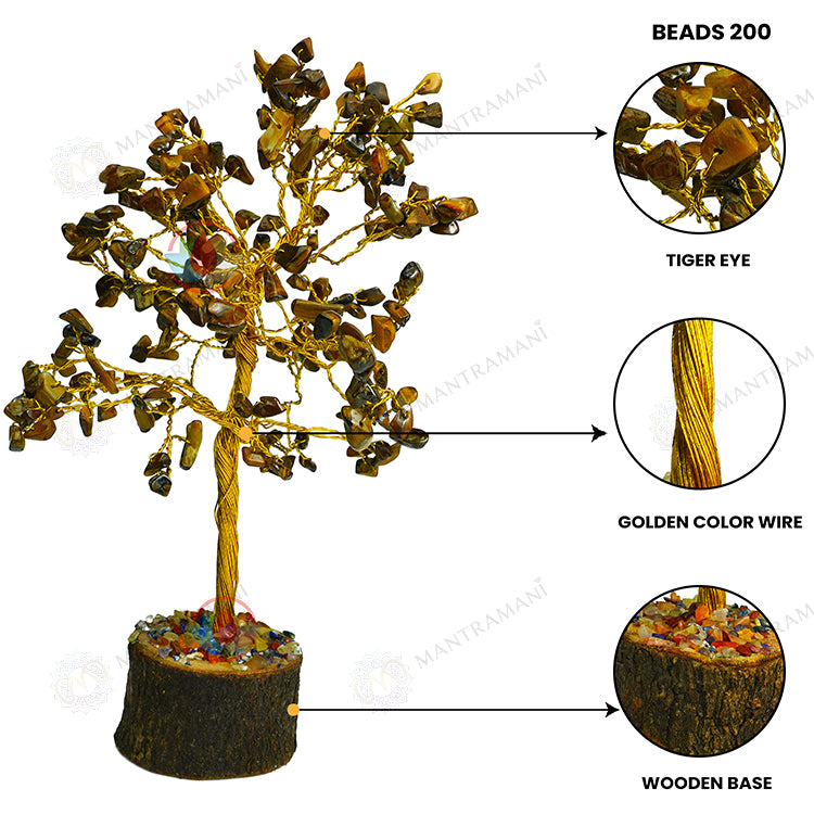 MantraMani Tiger Eye Tree – Crystal Tree for Confidence, Courage