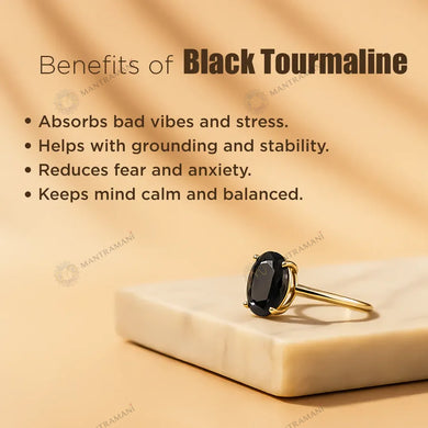 MantraMani Black Tourmaline Ring: Protect from Psychic attacks & Negative Engery