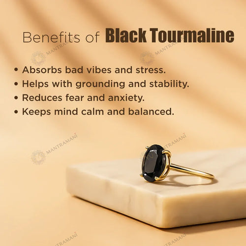 Black Tourmaline Ring for Protection & Negativity Shielding | MantraMani