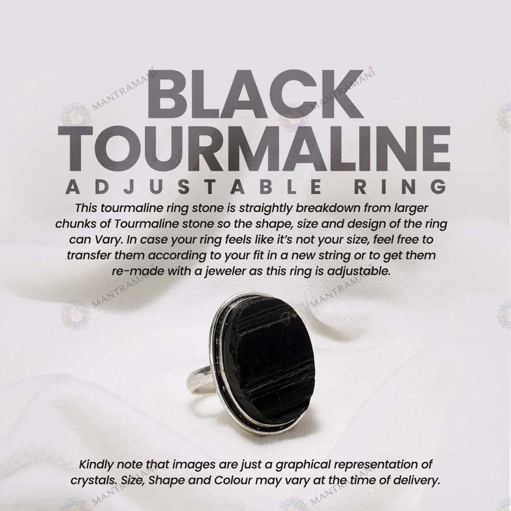 MantraMani Black Tourmaline Ring: Protect from Psychic attacks & Negative Engery