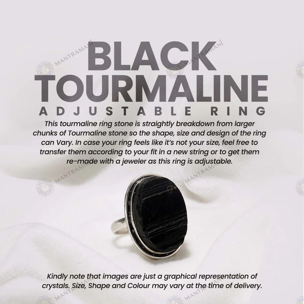 MantraMani Black Tourmaline Ring: Protect from Psychic attacks & Negative Engery