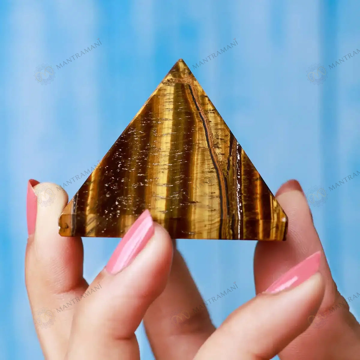 MantraMani Tiger Eye Pyramid – Money Attraction, Protection & Confidence Crystal