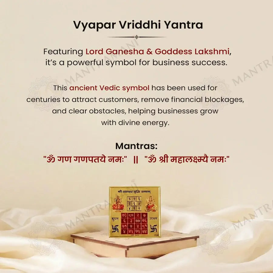 MantraMani Shree Vyapar Vridhi Yantra on Raw Pyrite Frame