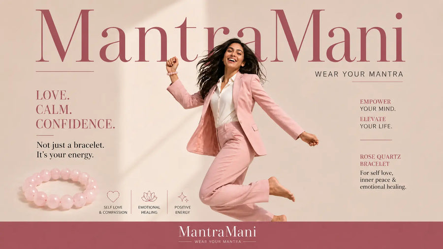 Rose quartz bracelet for self-love, inner peace and emotional healing — MantraMani