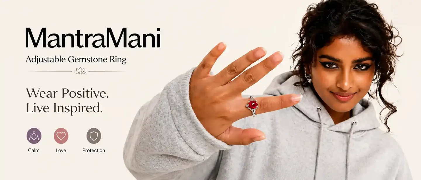 MantraMani adjustable gemstone ring - wear positive, live inspired