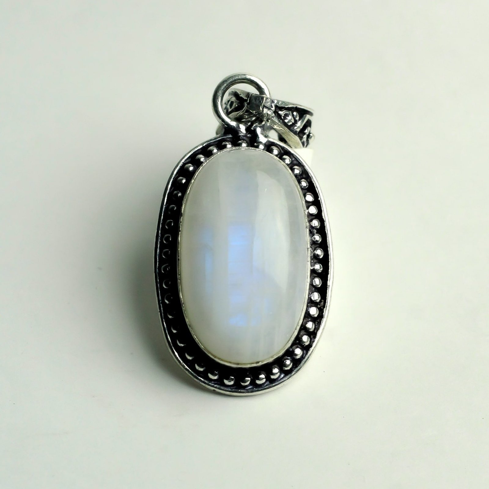 MantraMani Moonstone Crystal Pendant - Natural Gemstone Necklace for Intuition, Balance & Spiritual Jewelry