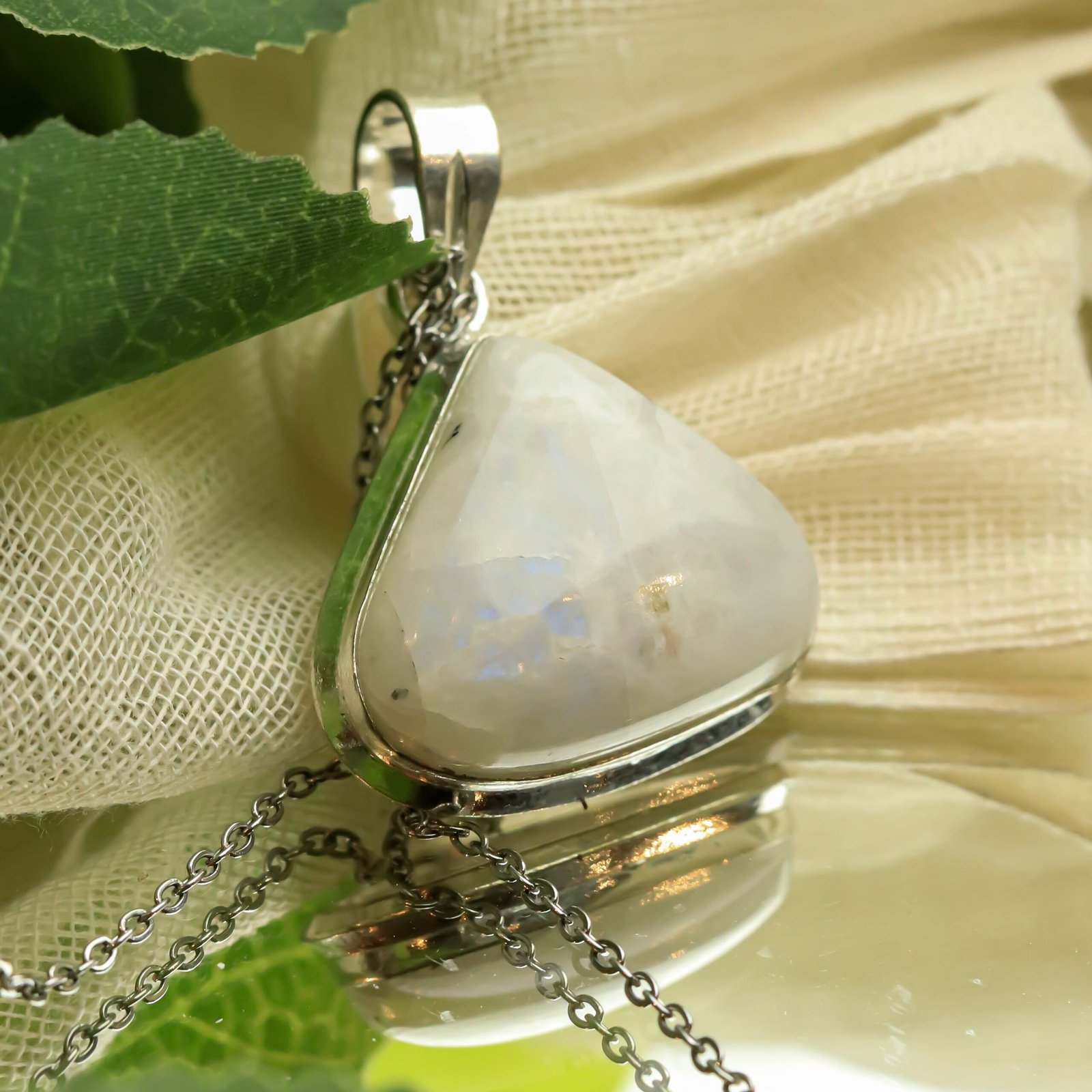MantraMani Moonstone Crystal Pendant - Energized Vedic Gemstone Jewelry - MantraMani