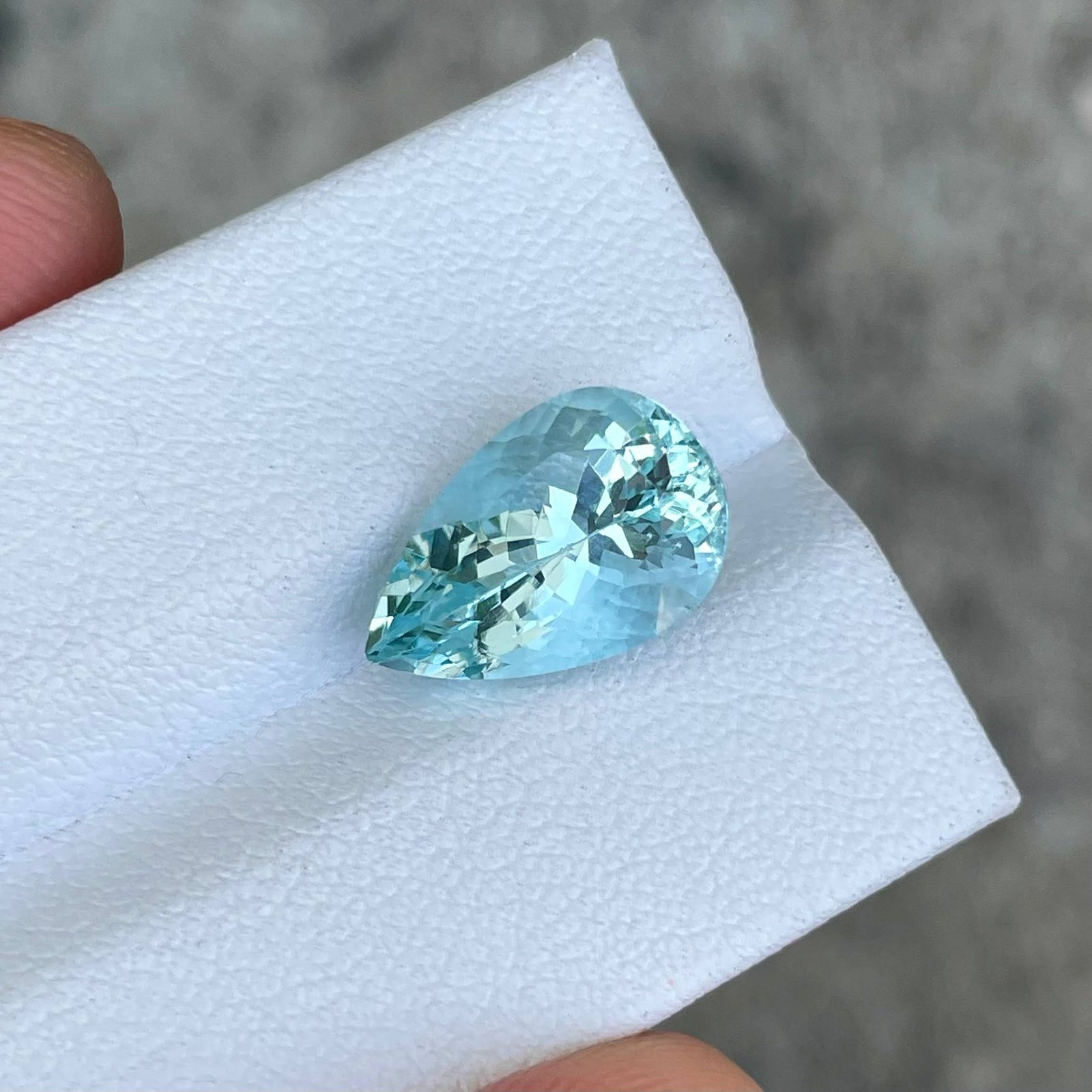 MantraMani 5.11 Carat Blue Aquamarine Pear Cut Natural Loose Gemstone - Imported - Brazil