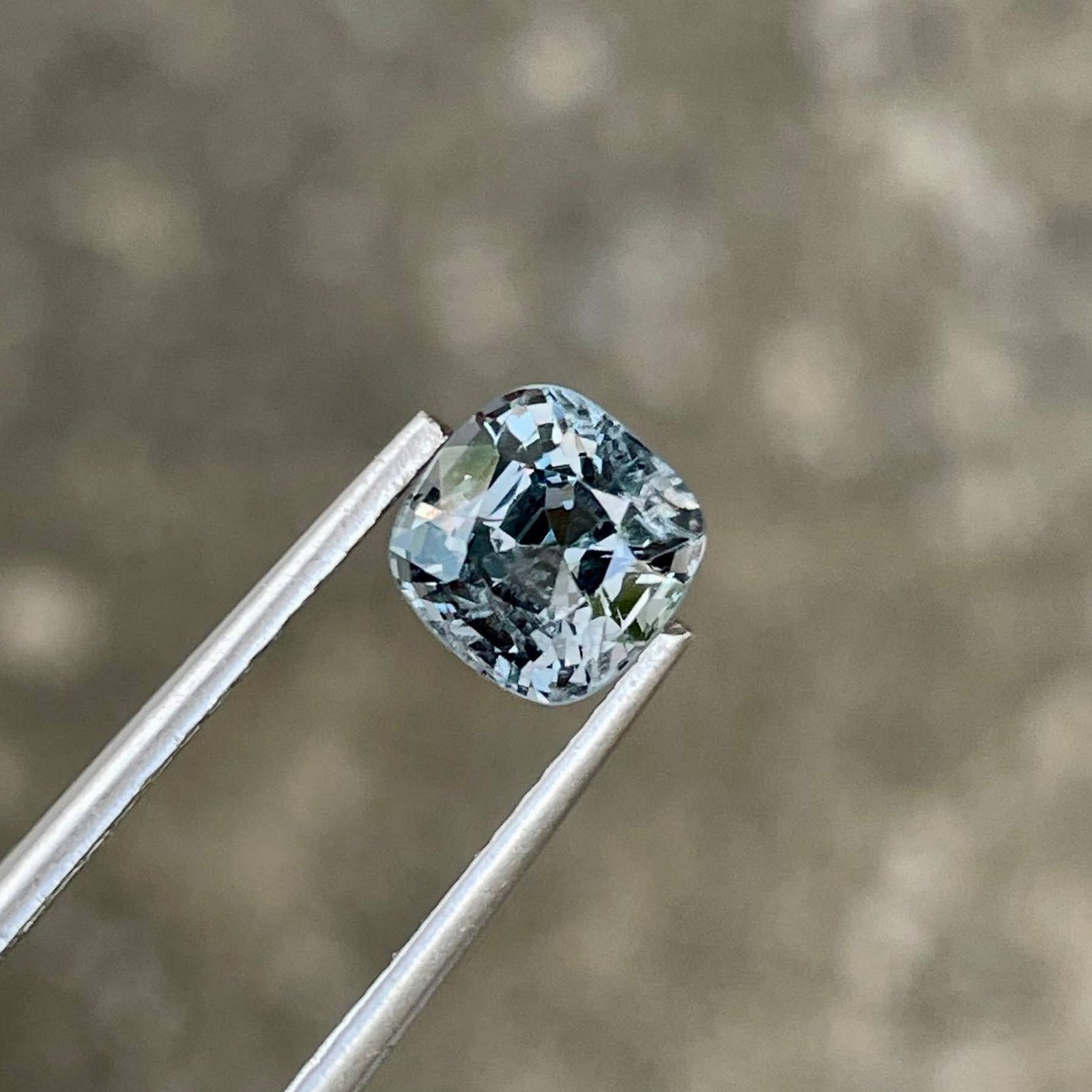 MantraMani 1.41 Carat Gray Spinel Cushion Cut Natural Loose Gemstone