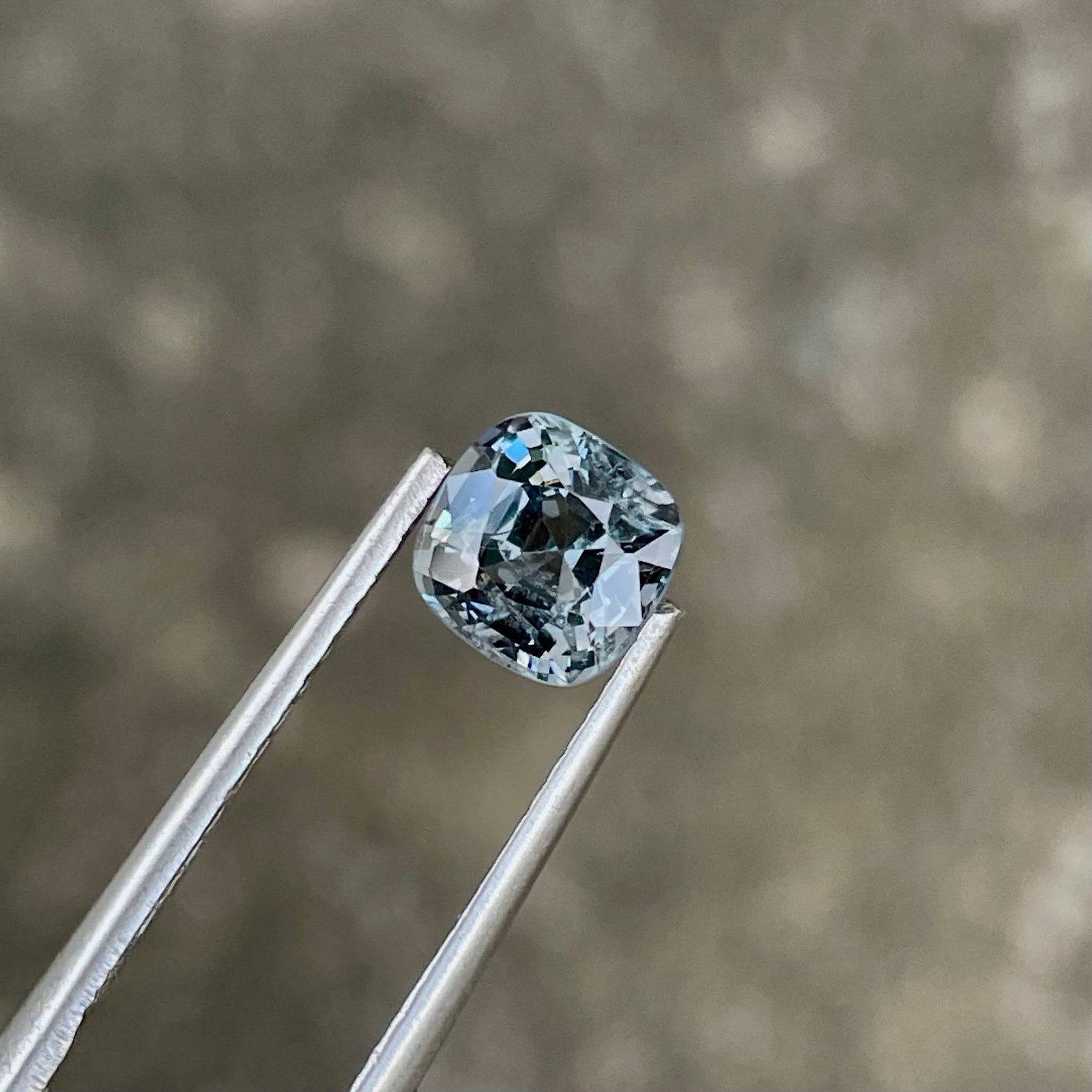 MantraMani 1.41 Carat Gray Spinel Cushion Cut Natural Loose Gemstone