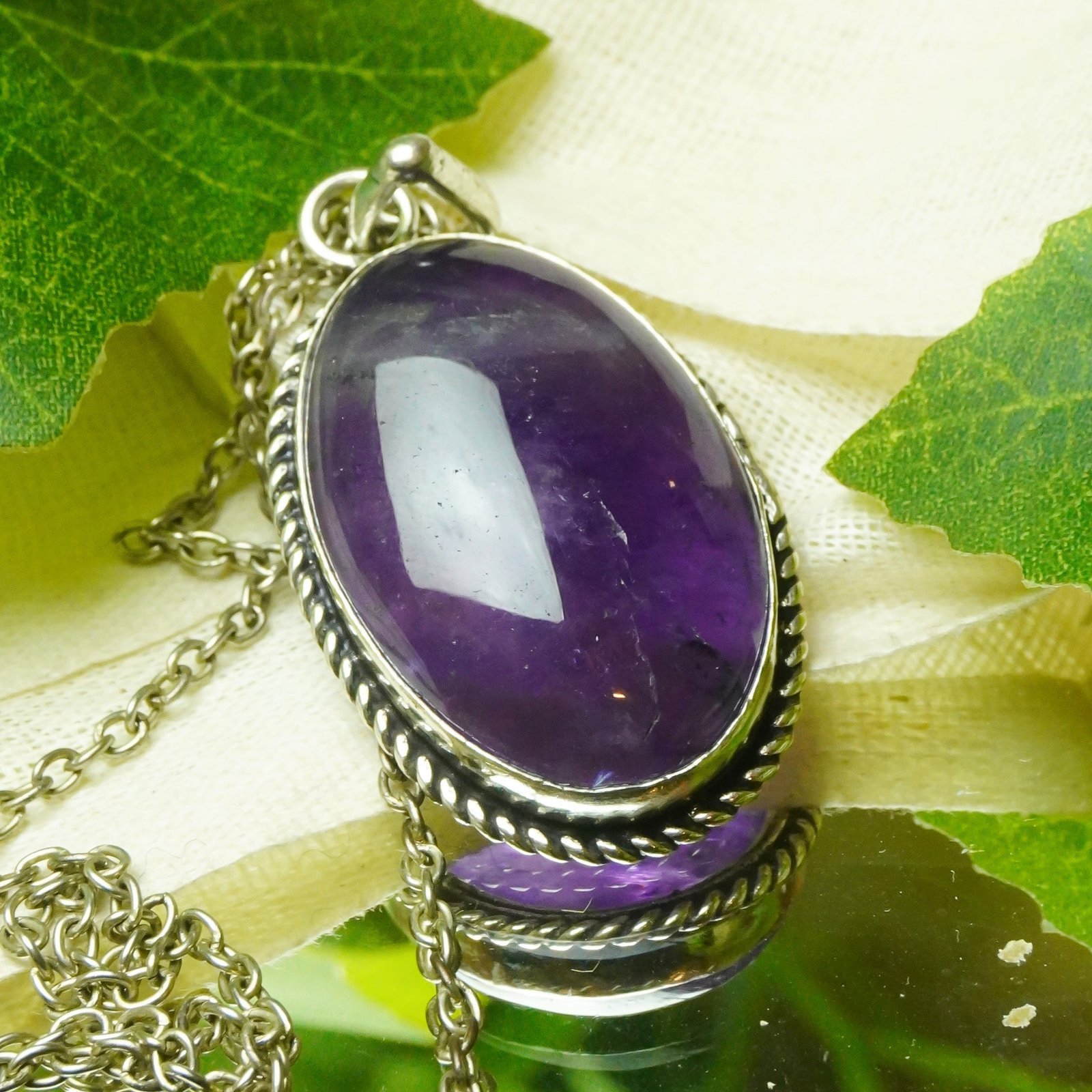 MantraMani Amethyst Crystal Fancy Pendant - Natural Gemstone Pendant for Spiritual Growth, Intuition & Elegant Crystal Jewelry