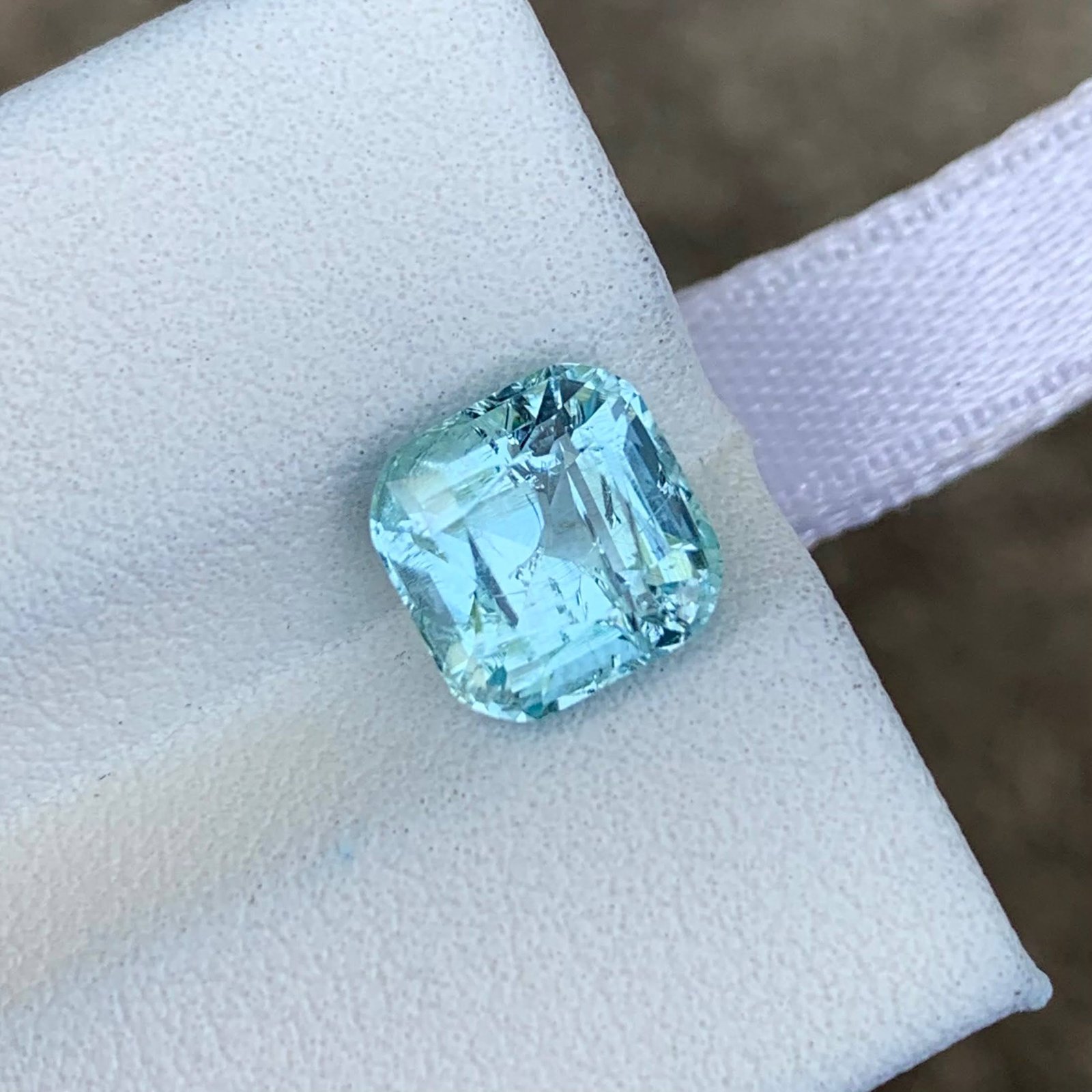 MantraMani 2.42 Carat Aquamarine Cushion Cut Natural Loose Gemstone - Imported - Brazil