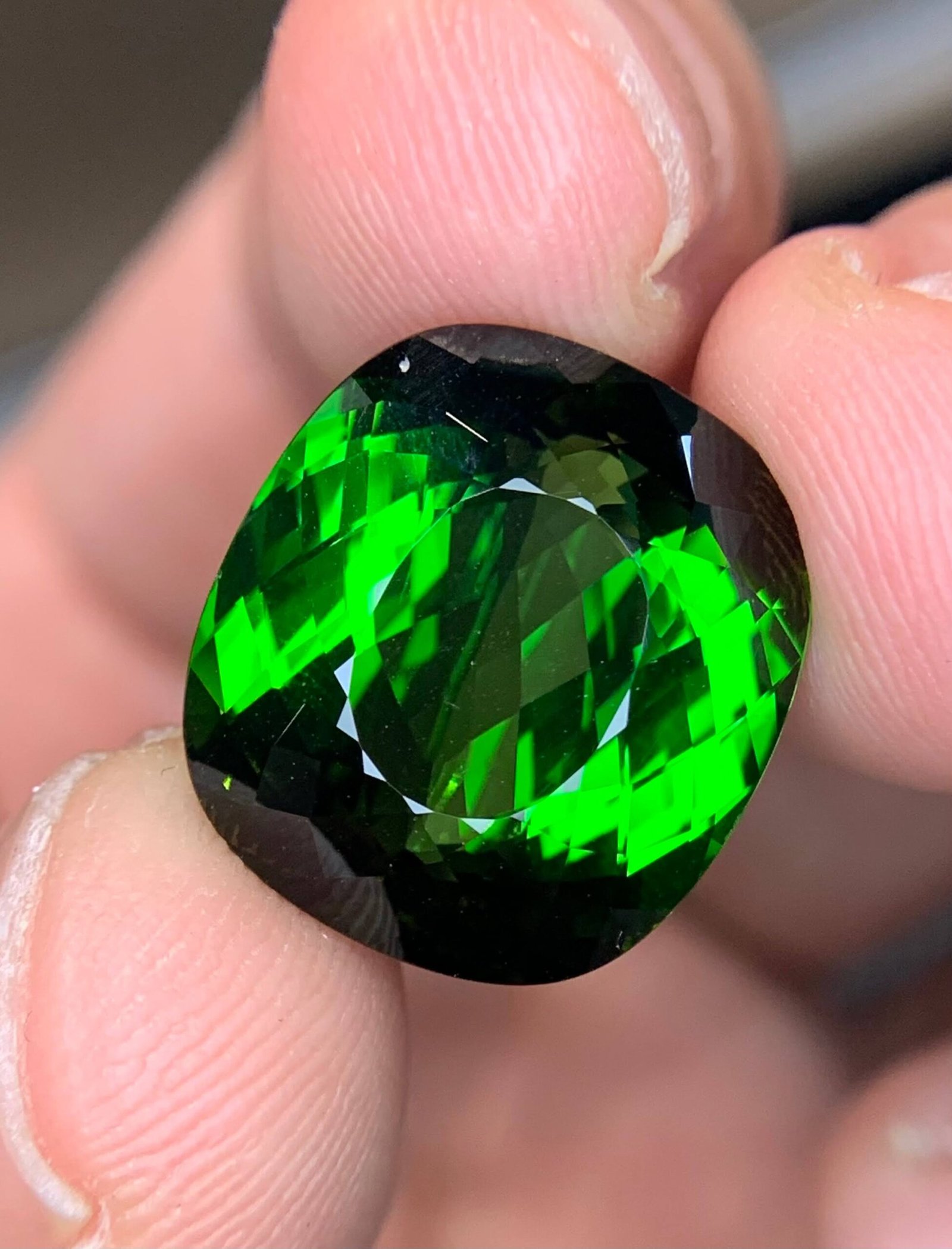 MantraMani 17.15 Carat Green Tourmaline Cushion Cut Natural Loose Gemstone