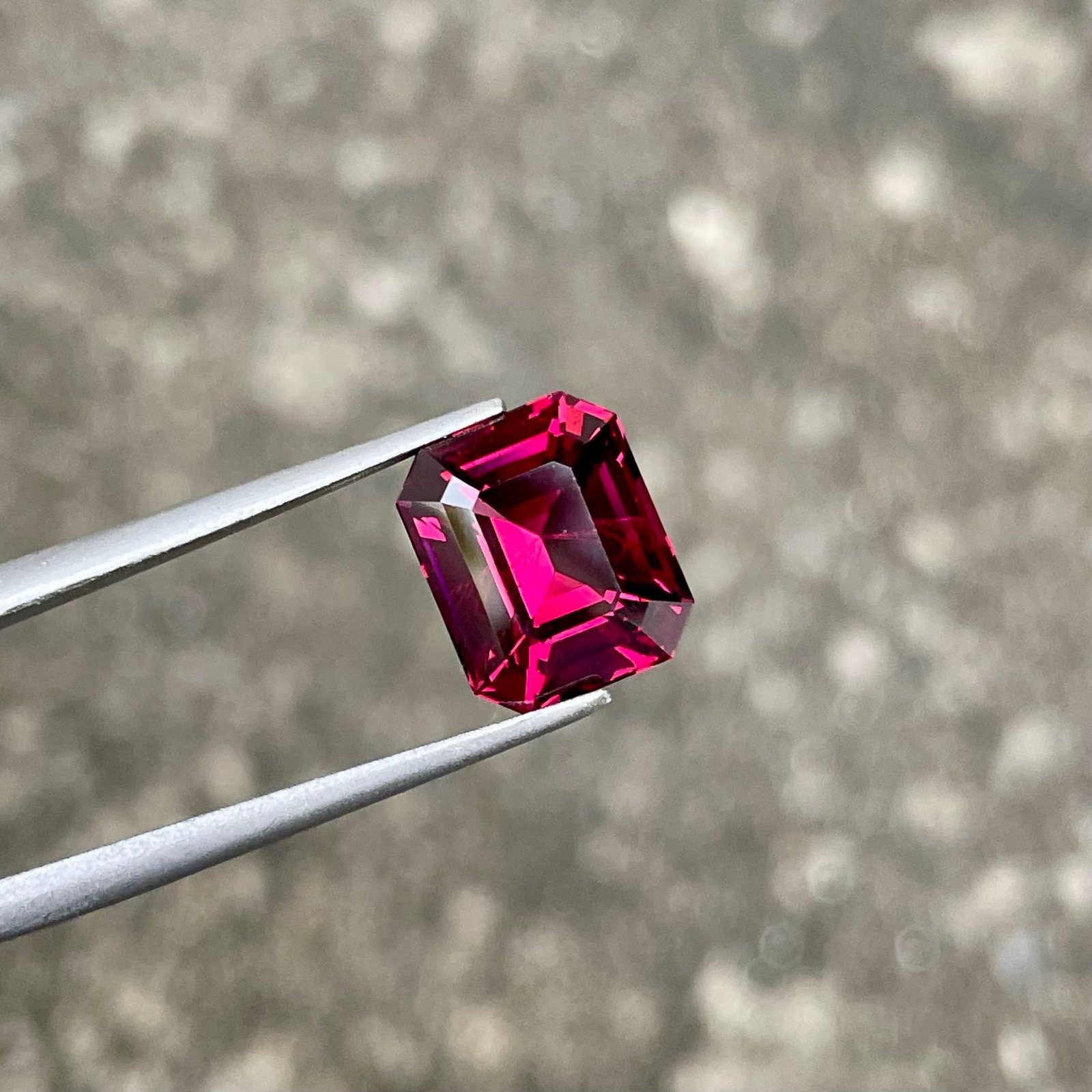 MantraMani 4.96 Carat Pinkish Red Garnet Emerald Cut Natural Loose Gemstone