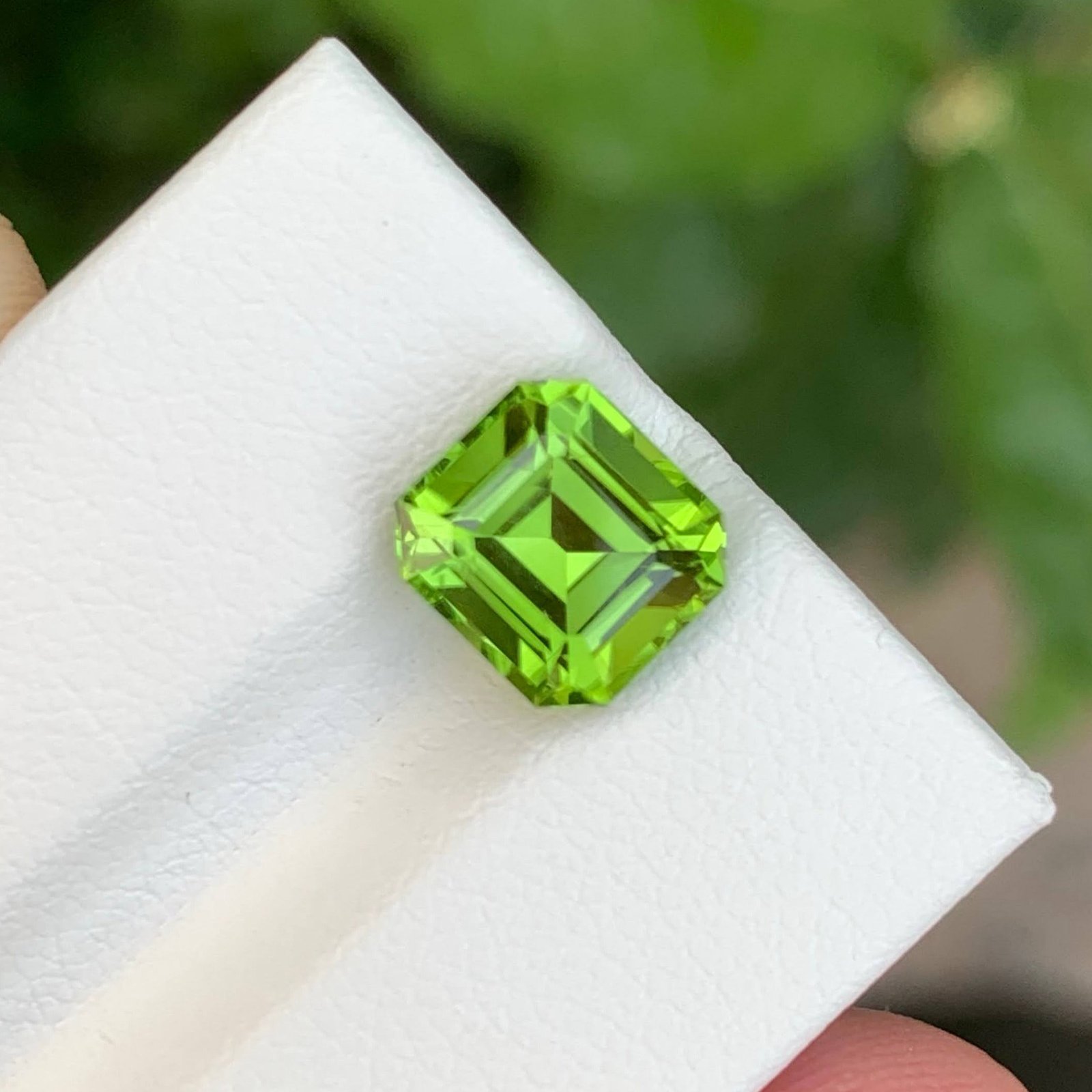 MantraMani 2.70 Carat Green Peridot Asscher Cut Natural Loose Gemstone
