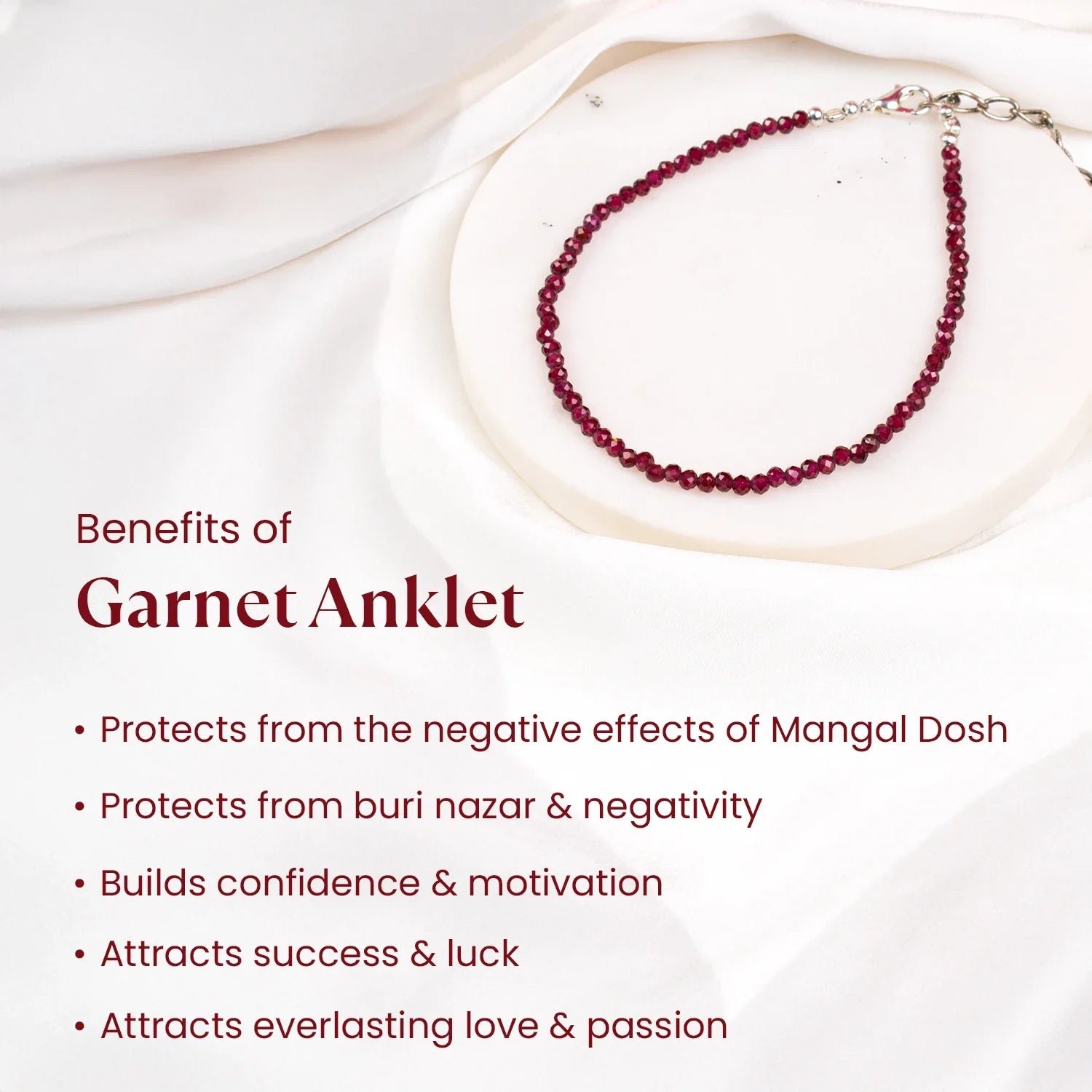 MantraMani SELENITE & GARNET (Chandramani / Tamra Mani / Rakta Mani) - Energized Vedic Gemstone Jewelry - MantraMani