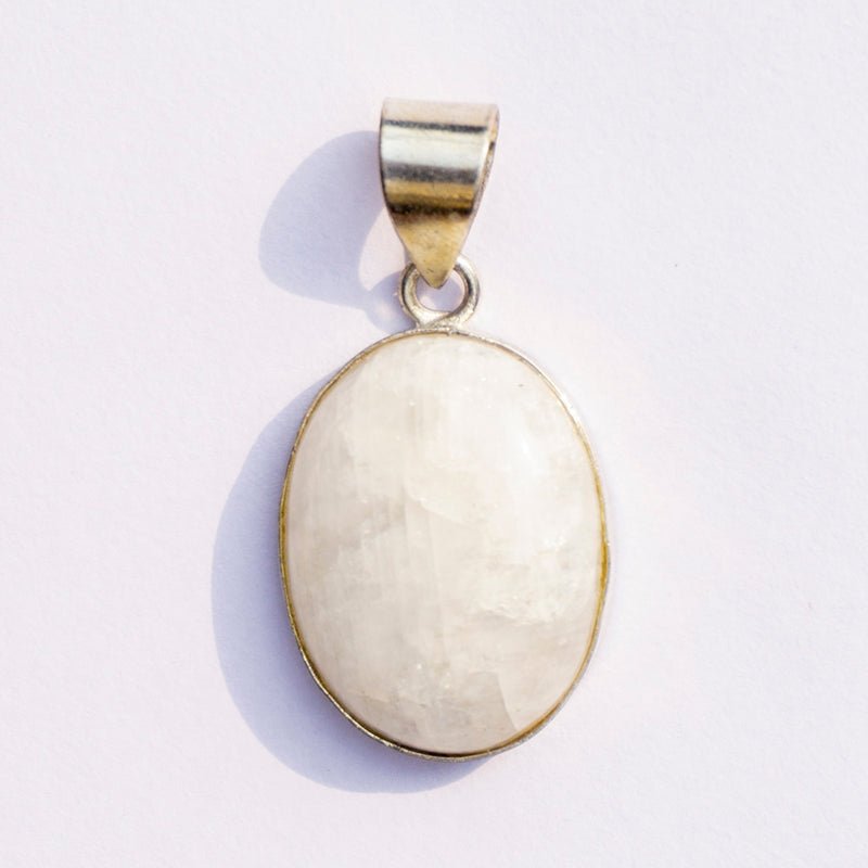 MantraMani Moonstone Crystal Pendant - Energized Vedic Gemstone Jewelry - MantraMani