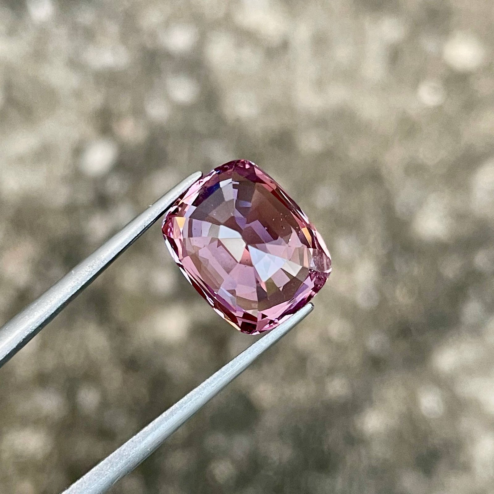 MantraMani 7.76 Carat Purplish Pink Spinel Cushion Cut Natural Loose Gemstone