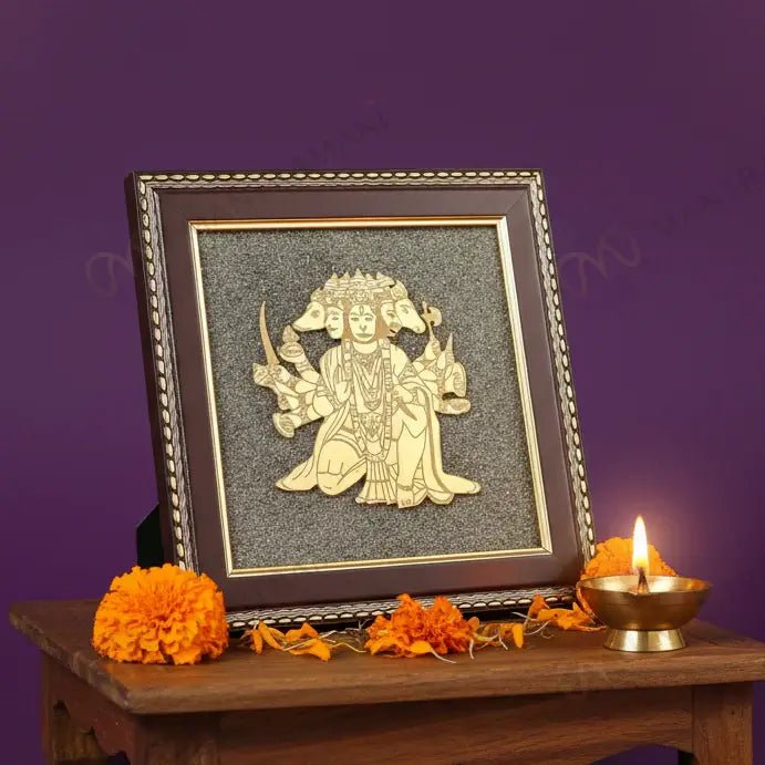 MantraMani Panchamukhi Hanuman Pyrite Frame for Strength and Protection Combo - Energized Vedic Gemstone Jewelry - MantraMani