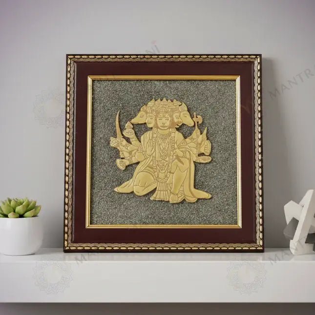 MantraMani Panchamukhi Hanuman Pyrite Frame for Strength and Protection Combo - Energized Vedic Gemstone Jewelry - MantraMani