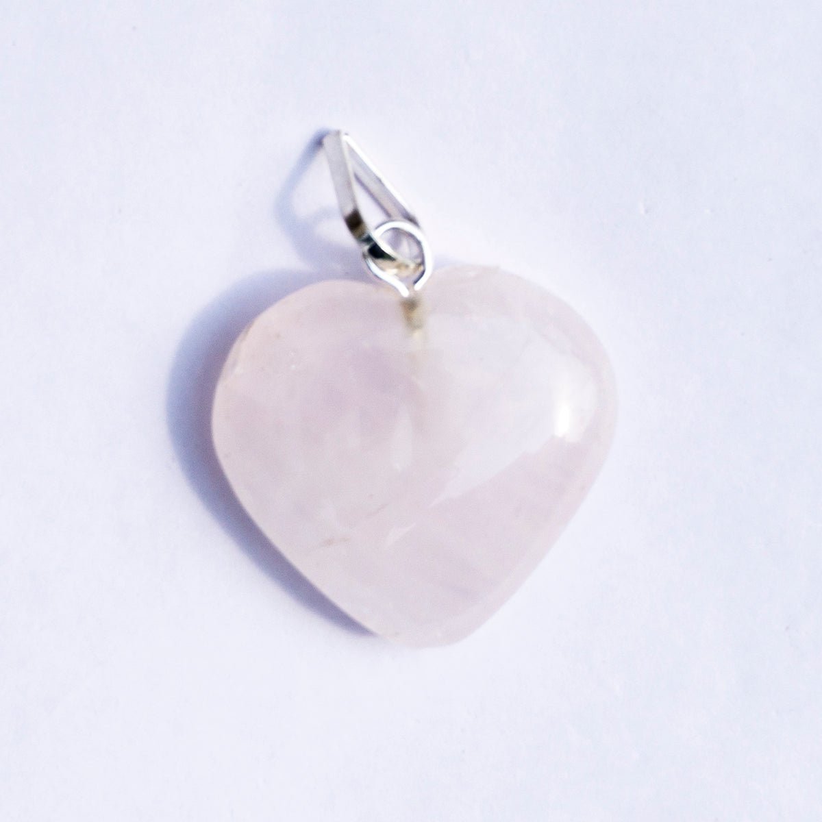 MantraMani Rose Quartz Crystal Heart Pendant - Love, Self - Love & Heart Chakra Healing Jewelry