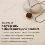 MantraMani Adiyogi Shiv 7 Mukhi Rudraksha Pendant - Energized Vedic Gemstone Jewelry - MantraMani