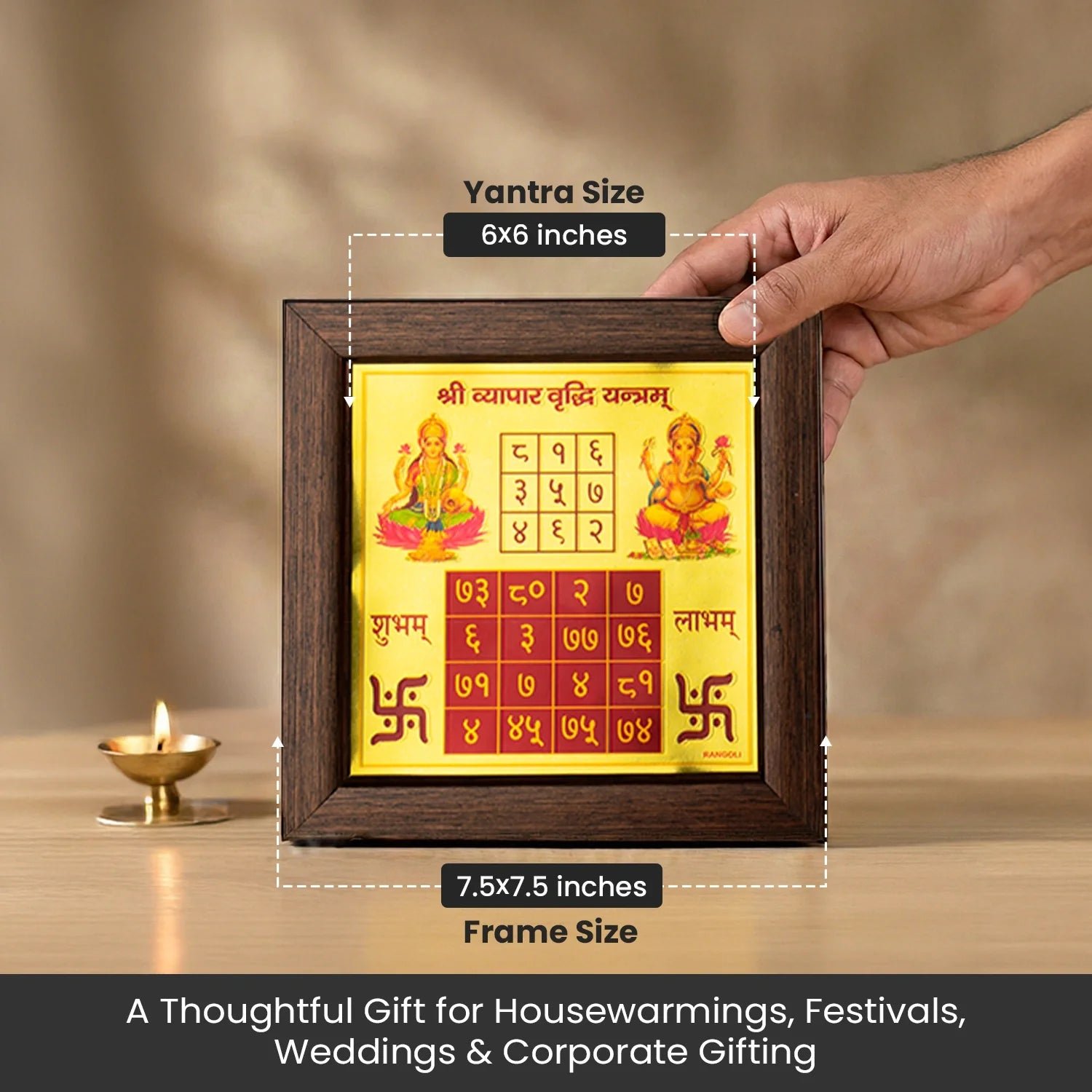 MantraMani® Vyapar Vriddhi Yantra (6×6 inch) with Frame