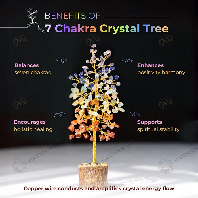 MantraMani 7 Chakra Crystal Tree - Energized Vedic Gemstone Jewelry - MantraMani