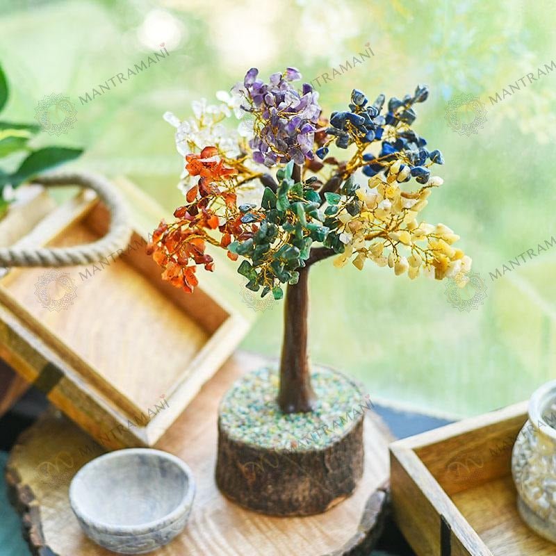 MantraMani 7 Chakra Crystal Tree - Energized Vedic Gemstone Jewelry - MantraMani
