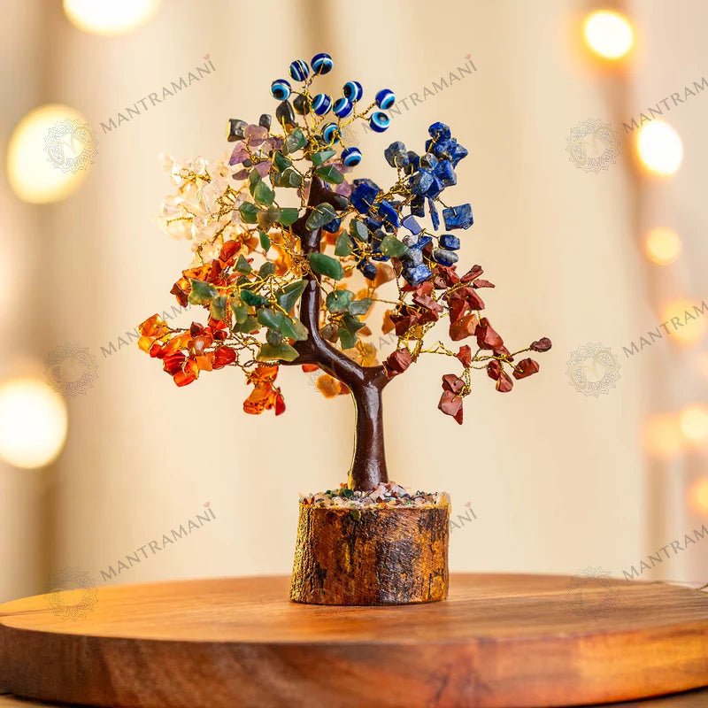 MantraMani 7 Chakra Crystal Tree - Energized Vedic Gemstone Jewelry - MantraMani