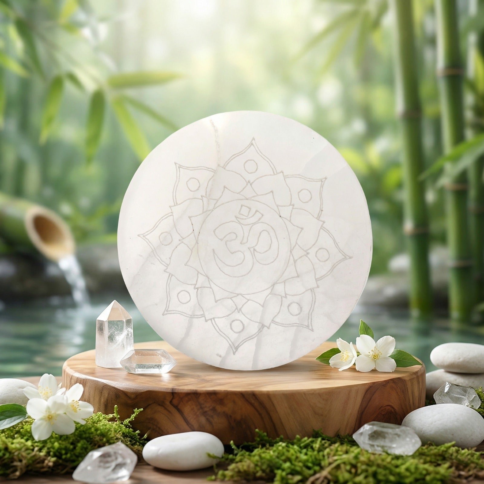 MantraMani Selenite Plate for Cleansing & Charging Crystals