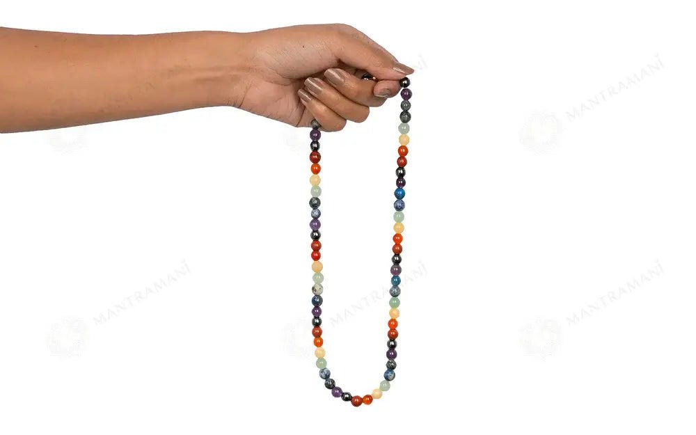 MantraMani 7 Chakra Gemstone Mala - Energized Vedic Gemstone Jewelry - MantraMani