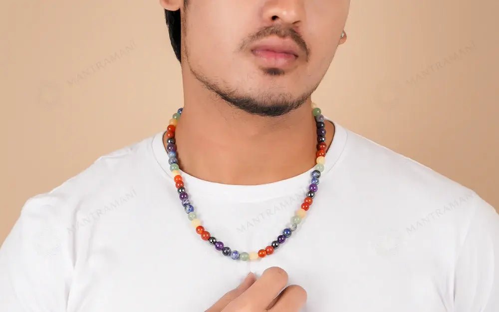 MantraMani 7 Chakra Gemstone Mala - Energized Vedic Gemstone Jewelry - MantraMani