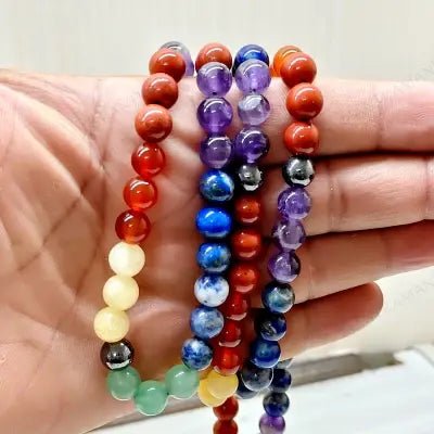 MantraMani 7 Chakra Gemstone Mala - Energized Vedic Gemstone Jewelry - MantraMani