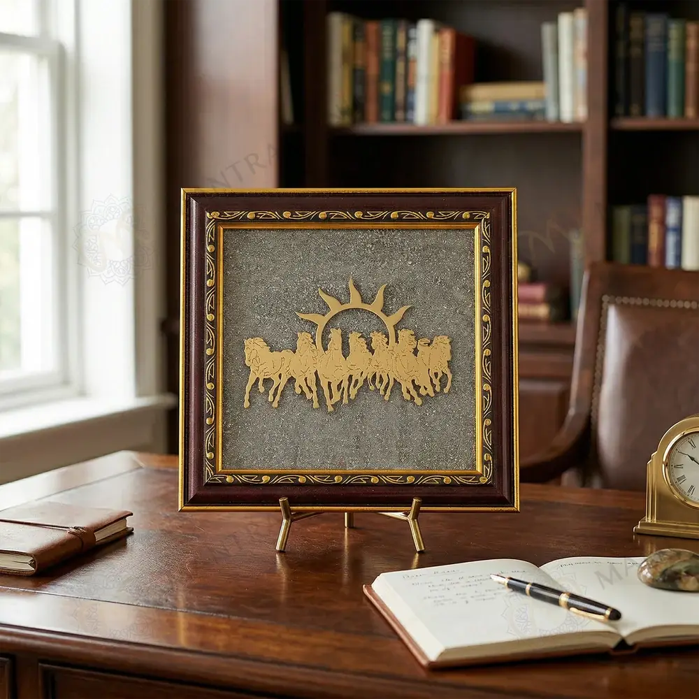 MantraMani Limited Edition - 7 Horses on Raw Pyrite Frame (Big Size)