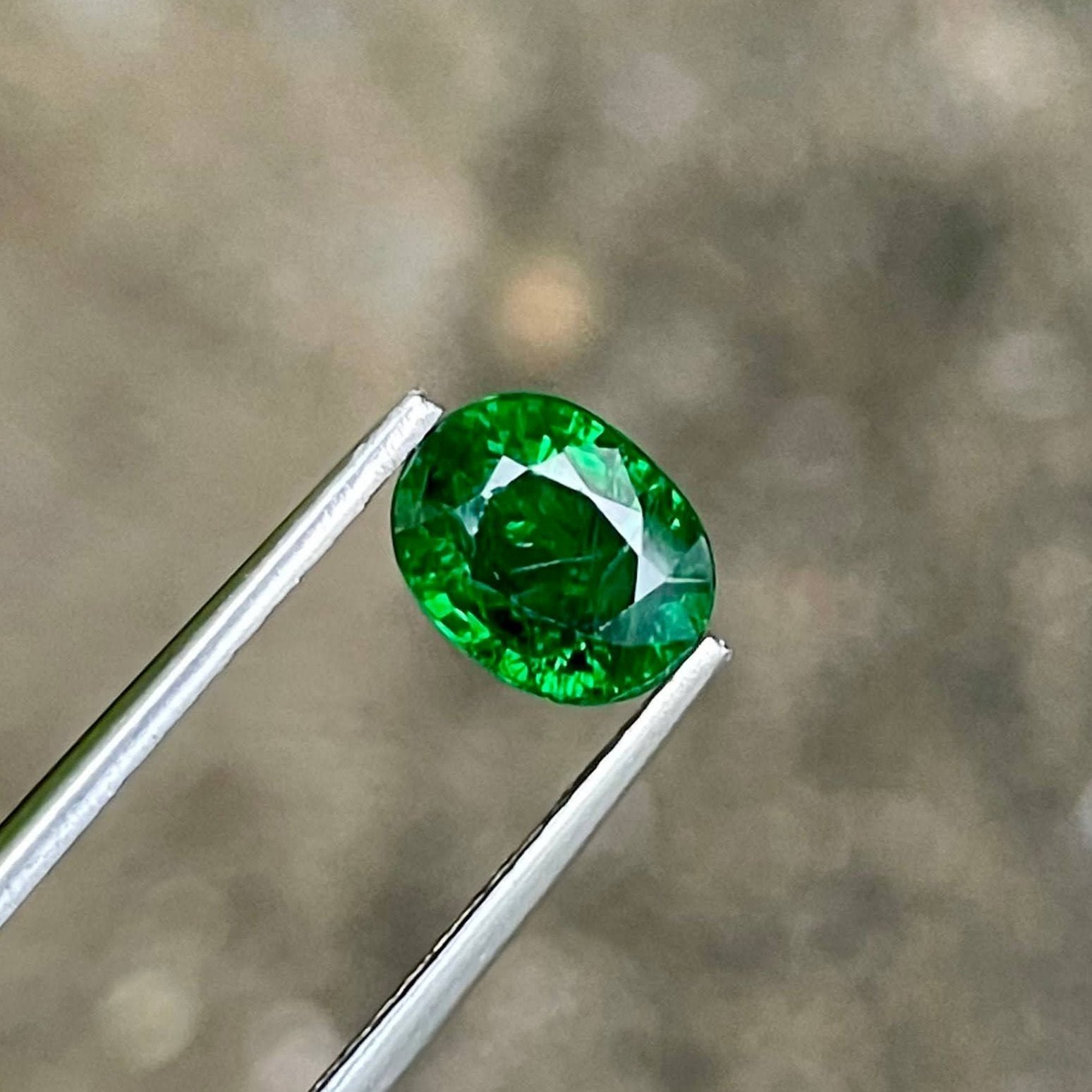 MantraMani 1.60 Carat Green Garnet Oval Cut Natural Loose Gemstone