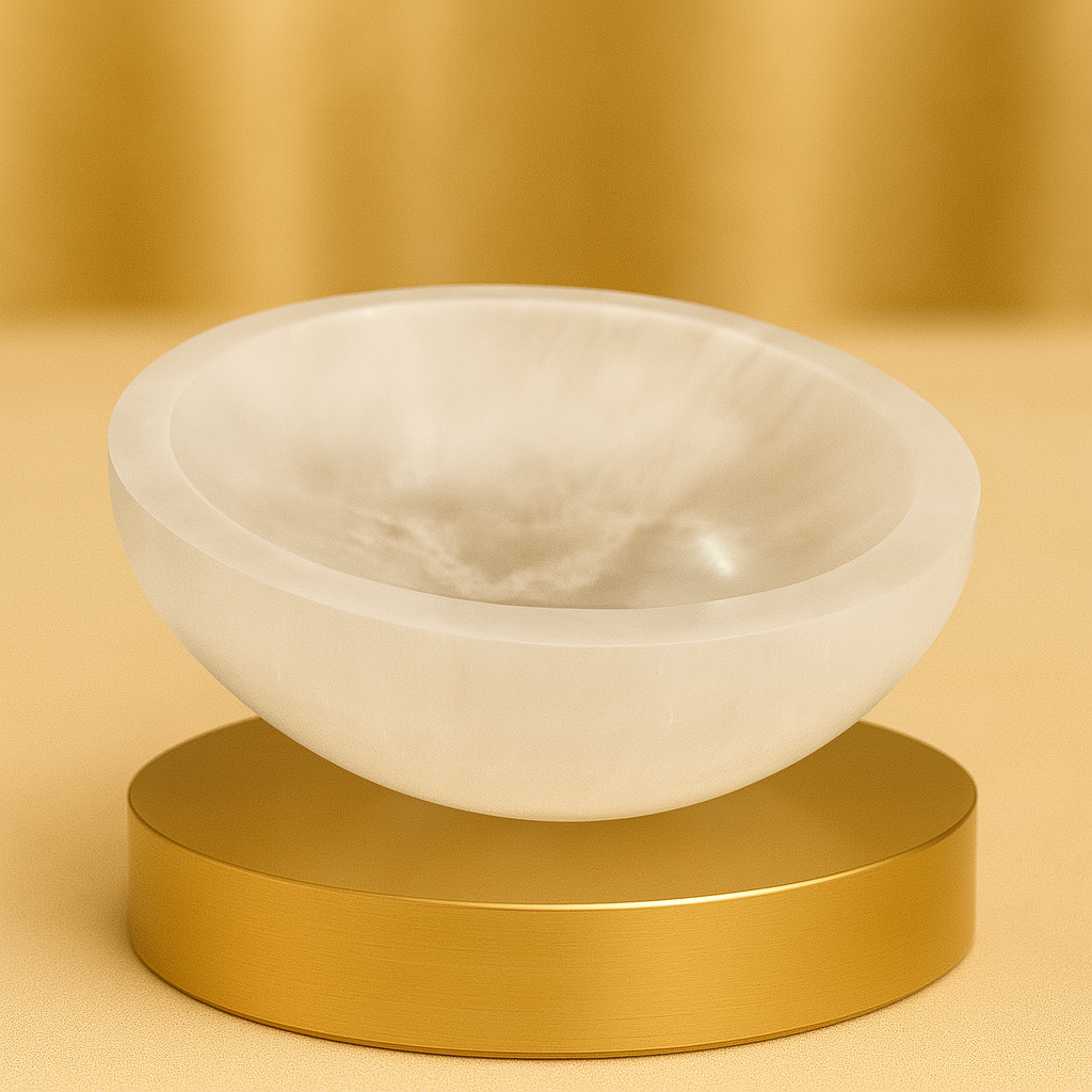 MantraMani Selenite Bowl for Cleansing & Charging Crystals