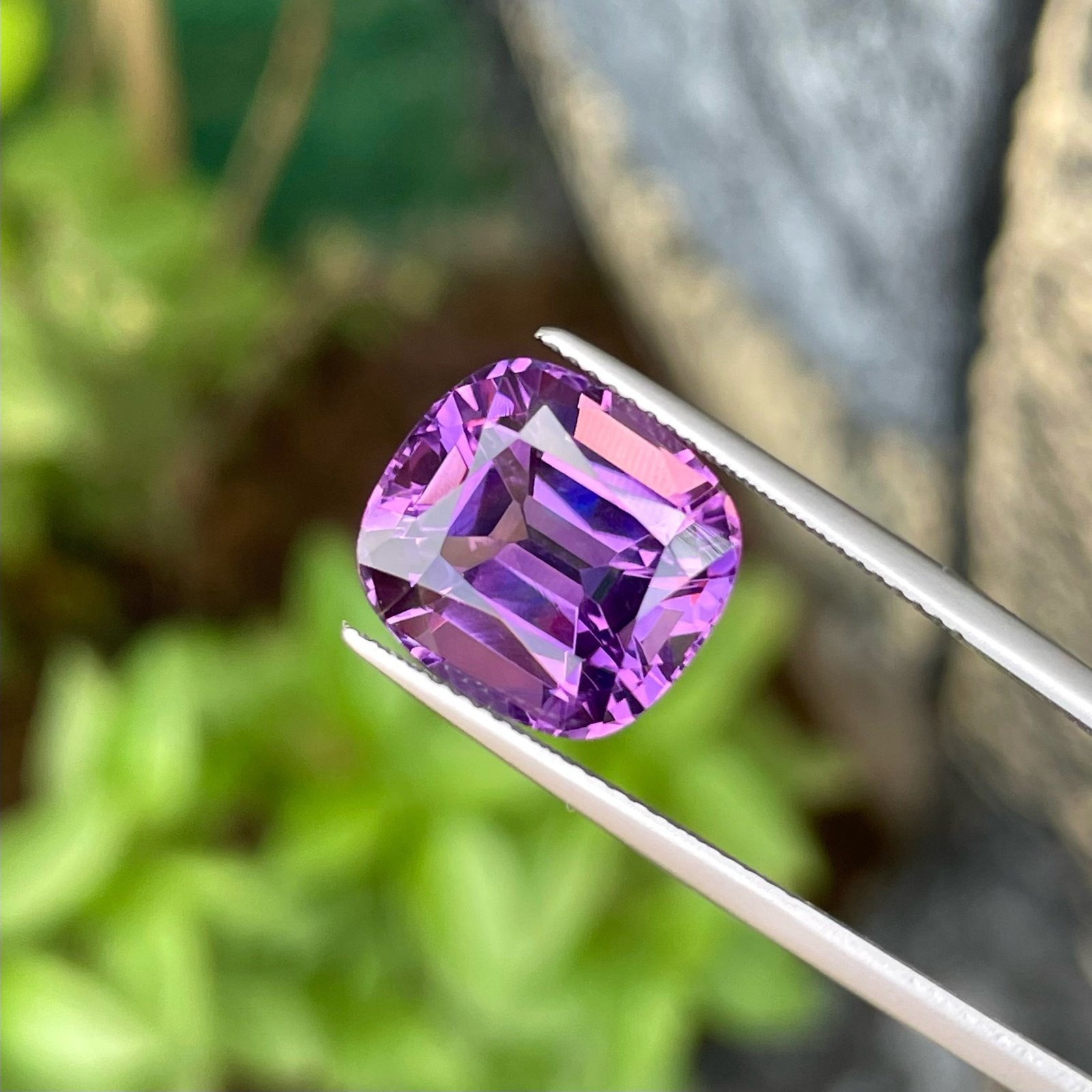 MantraMani Amethyst Loose Gemstone – Authentic, Lab Certified | India - Angle 3