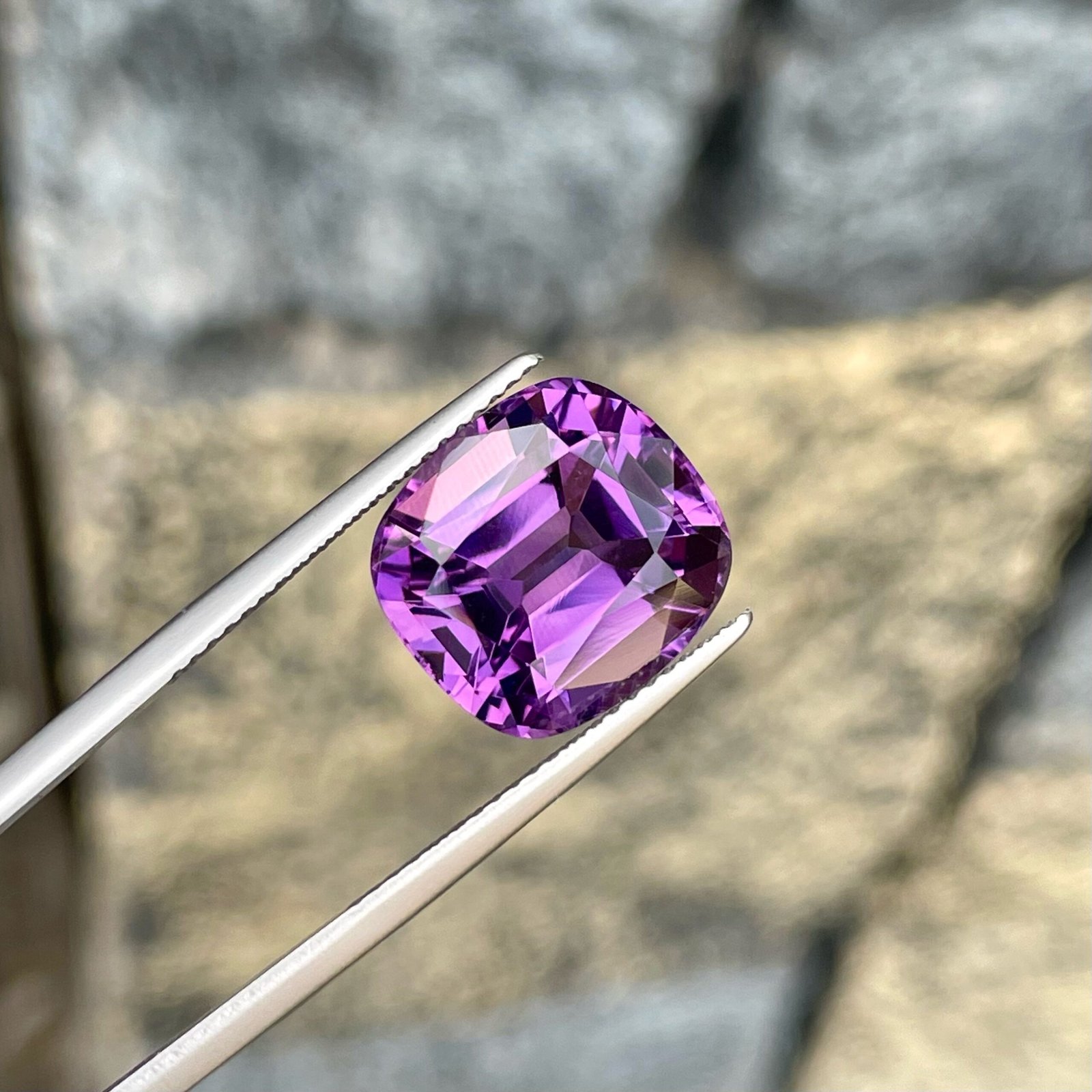 MantraMani Amethyst Cushion Cut Natural Loose Gemstone - Imported - Brazil