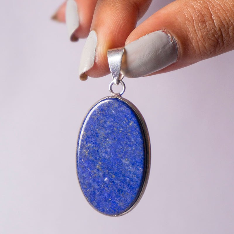 MantraMani Lapis Lazuli Crystal Fancy Pendant - Energized Vedic Gemstone Jewelry - MantraMani