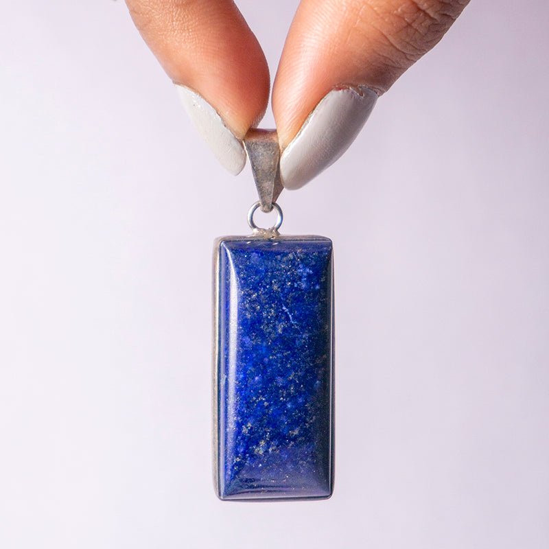 MantraMani Lapis Lazuli Crystal Fancy Pendant - Energized Vedic Gemstone Jewelry - MantraMani
