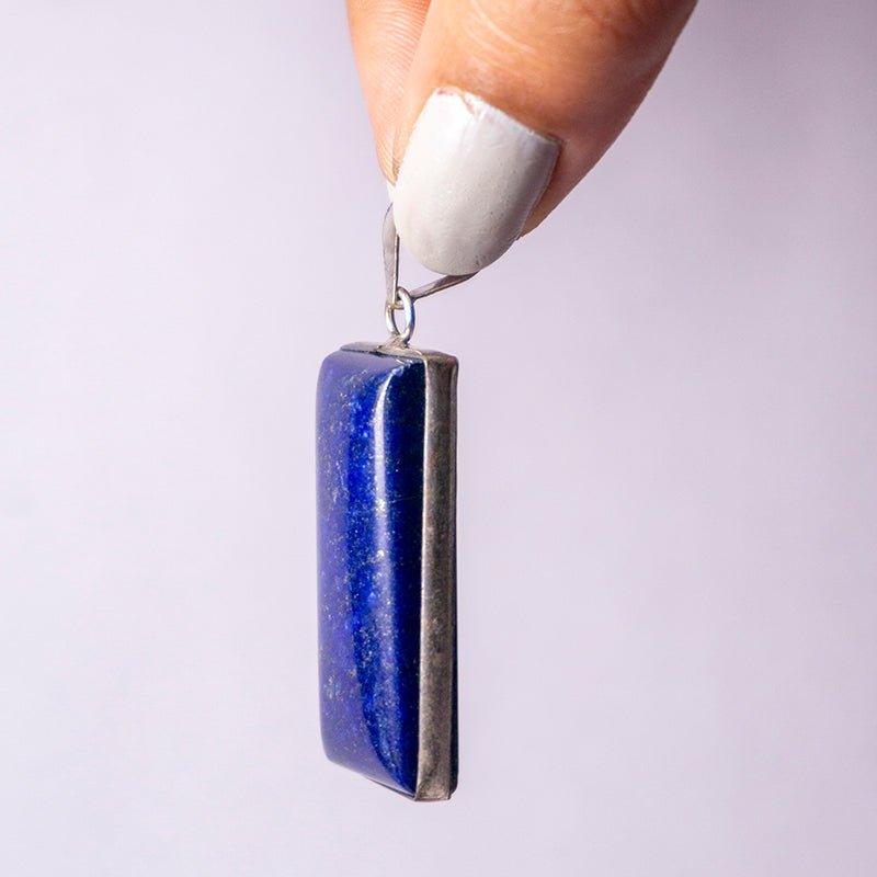 MantraMani Lapis Lazuli Crystal Fancy Pendant - Energized Vedic Gemstone Jewelry - MantraMani