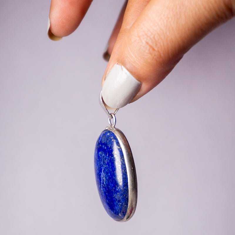 MantraMani Lapis Lazuli Crystal Fancy Pendant - Energized Vedic Gemstone Jewelry - MantraMani